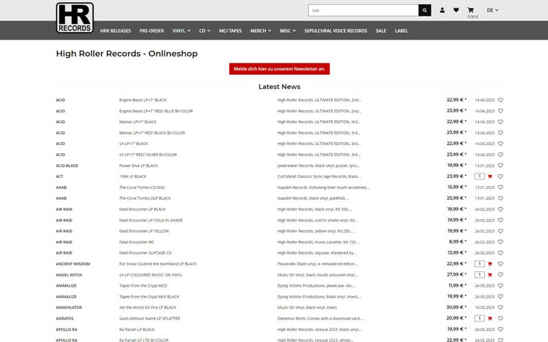 hrrecords.de Screenshot